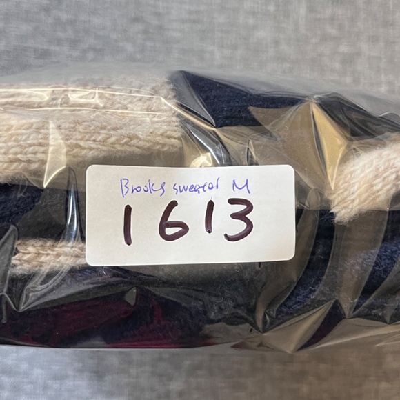 Brooks Brothers 100% Wool Zip Pullover Sweater - Men's Size M - Blue Tan - Picture 9 of 9